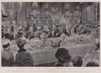 Bankiet w Guildhall, 5 grudnia, Książę Walii wygłasza swoją Wielką Przemowę o naszym Imperium Kolonialnym